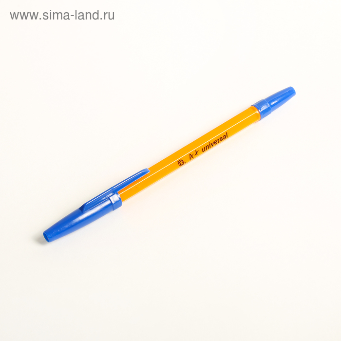 Ручка шариковая 0,7 мм стержень синий, корпус оранжевый с синим колпачком - Фото 1