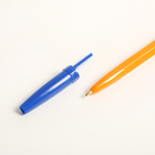 Ручка шариковая 0,7 мм стержень синий, корпус оранжевый с синим колпачком - Фото 3