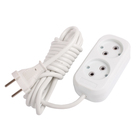 Удлинитель Smartbuy, 2 розетки, 3 м, 10 А, 2200 Вт, ПВС 2х1 мм2, без з/к, белый - Фото 1