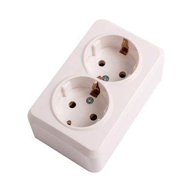 Розетка Smartbuy «Юпитер», двухместная, 16 А, с заземлением, белая