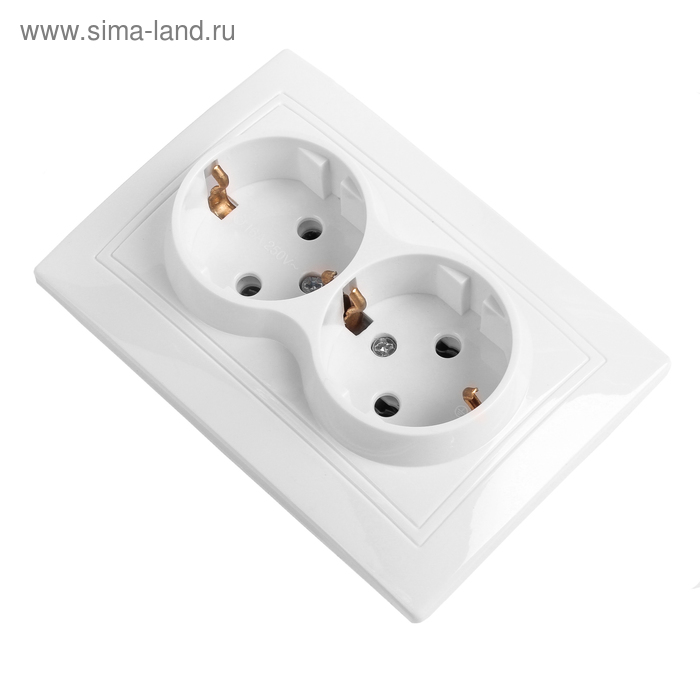 Розетка Smartbuy «Венера», двухместная, керамика, 16 А, с заземлением, белая - Фото 1