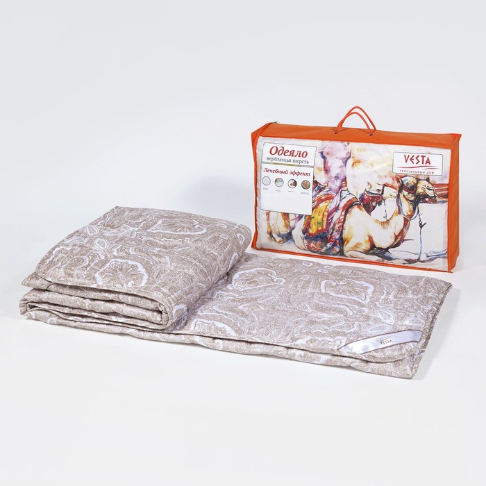 Одеяло облегченное 140х205 см, шерсть верблюда, ткань тик, п/э 100% - фото 1887759898