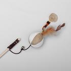 Дразнилка-удочка с мягким шариком и перьями на деревянной ручке, 40 см - Фото 2