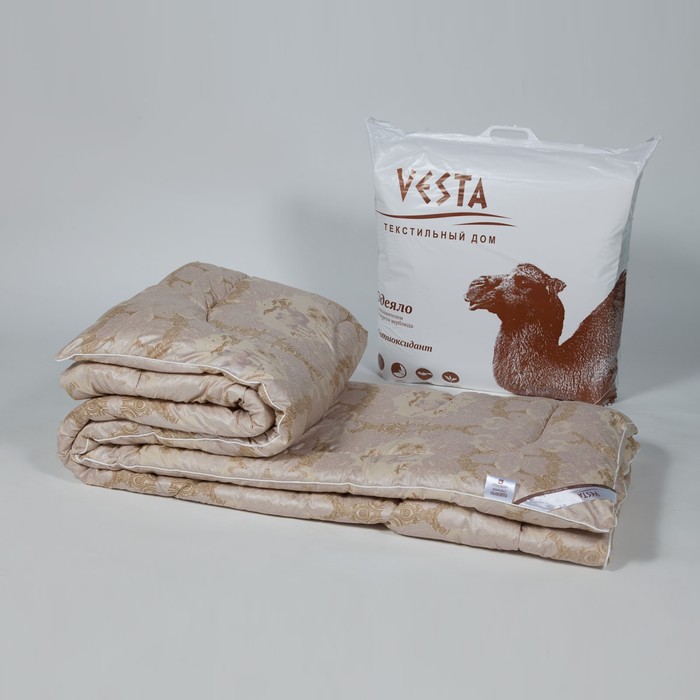 Одеяло облегченное 140х205 см, шерсть верблюда, ткань глосс-сатин, п/э 100% - фото 1887759921