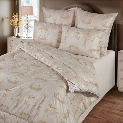 Одеяло зимнее 220×205 см, шерсть верблюда, ткань глосс-сатин, п/э 100% 100%