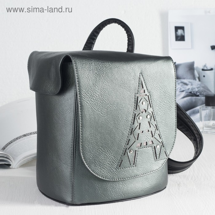Рюкзак-сумка, отдел на молнии, наружный карман, цвет зелёный - Фото 1