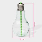 Бокал для коктейля Доляна «Лампочка», 500 мл, с трубочкой, откручивающаяся крышка, стекло, прозрачный - Фото 2