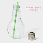 Бокал для коктейля Доляна «Лампочка», 500 мл, с трубочкой, откручивающаяся крышка, стекло, прозрачный - Фото 3