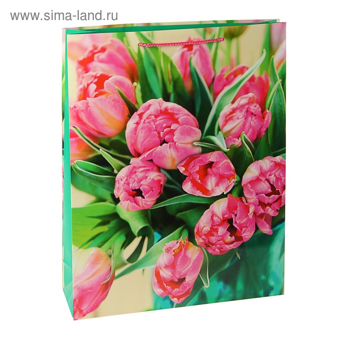 Пакет подарочный "Тюльпаны", 36 х 26 х 11,5 см - Фото 1