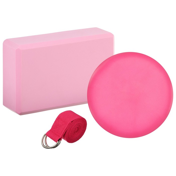 Набор для йоги Sangh: блок, ремень, мяч, цвет розовый - Фото 1
