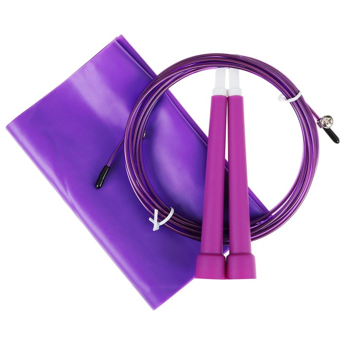 Набор для фитнеса ONLITOP: эспандер ленточный, скакалка скоростная, цвет фиолетовый - Фото 1
