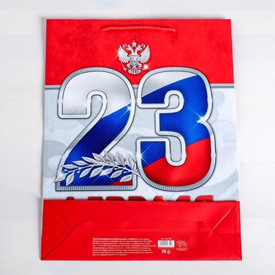 Пакет подарочный ламинированный, упаковка, «23 февраля!», MS 18×23×10 см