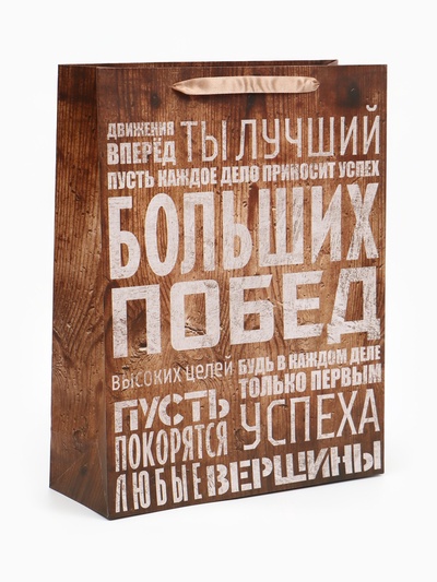 Пакет подарочный ламинированный, упаковка, «Больших побед», L 31×40×9 см
