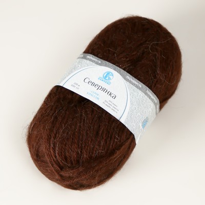 Пряжа для вязания спицами, крючком «Камтекс. Северянка», 30% шерсть, 5% верблюжья шерсть, 65% акрил, 150 м/100 г, (063 шоколадный)
