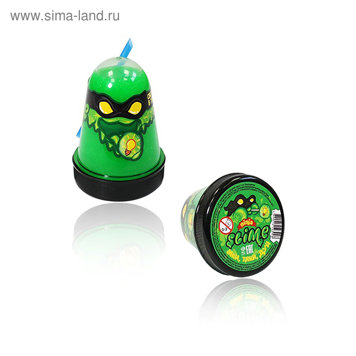 Лизун Slime Ninja, светится в темноте, зелёный, 130 г - Фото 1