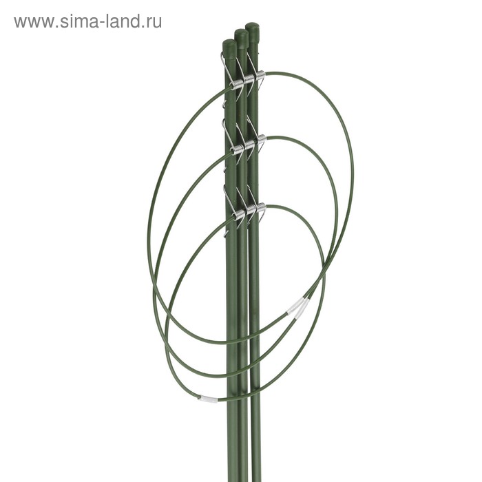 Поддержка для цветов, 3 кольца, h = 45 см, зелёная - Фото 1