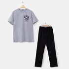 Комплект мужской (футболка, брюки) Гранит цвет чёрный, р-р 48 - Фото 1