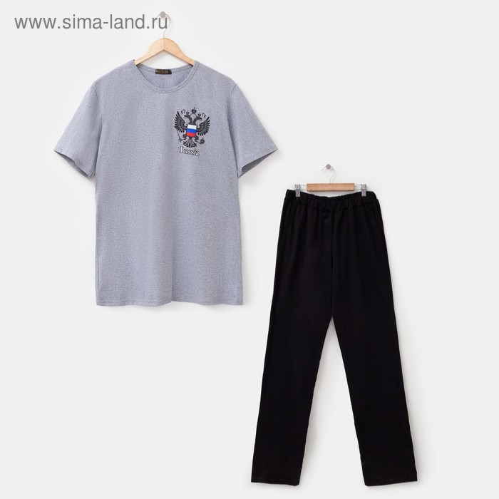 Комплект мужской (футболка, брюки) Гранит цвет чёрный, р-р 54 - Фото 1