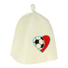 Банная шапка с вышивкой  "Сердце" футбольный мяч , первый сорт, ПРОМО - Фото 1