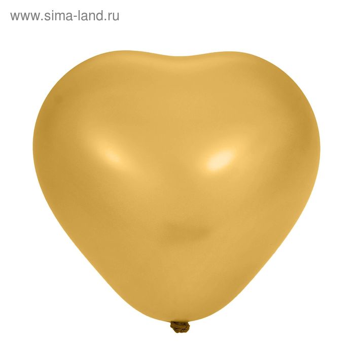 Шар латексный Сердце 16" Металл Золотое 25 шт. G - Фото 1