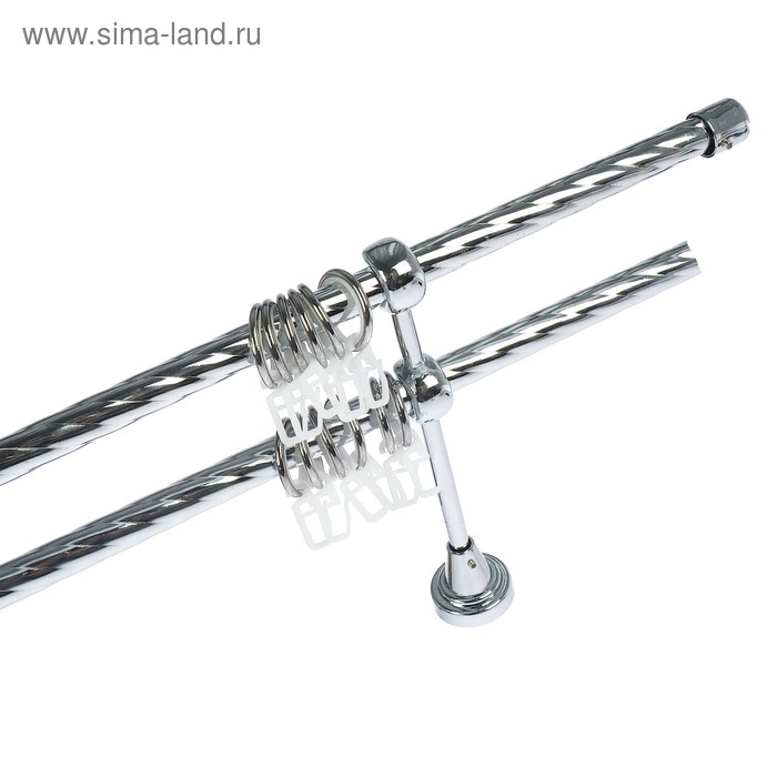 Карниз двухрядный «Левша», 180 см, витой, d=1,6 см, цвет серебро глянец - Фото 1