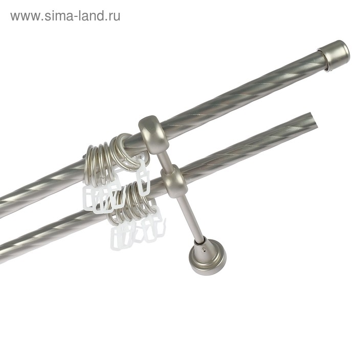 Карниз двухрядный 280 см, витой «Левша» d=1.6 см, цвет сатин