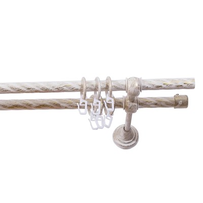 Карниз двухрядный «Левша», 280 см, витой, d=1,6 см, цвет слоновая кость/золото