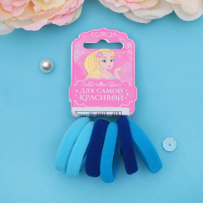 Резинка для волос "Спорт" (набор 6 шт) цвет неба