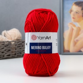 Пряжа "Merino bulky" 25% шерсть 75% акрил 100м/100гр (156 яр. красный) 3025908