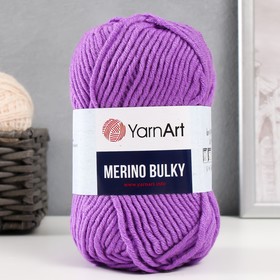 Пряжа "Merino bulky" 25% шерсть 75% акрил 100м/100гр (9561 яр. сиренев) 3025915