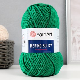 Пряжа "Merino bulky" 25% шерсть 75% акрил 100м/100гр (338 изумруд)