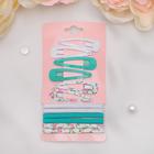 Набор для волос "Прима" (6 резинок, 6 невидимок) розовые цветы, бело-зелёный - фото 8629014