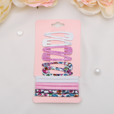 Набор для волос "Прима" (6 резинок, 6 невидимок) цветные бабочки