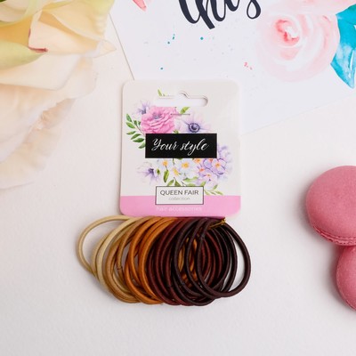 Резинки для волос QF «Тофи», набор 20 шт., 3.5 см, коричневые