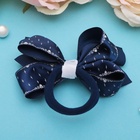 Бант для волос на резинке «Школьница», узорный контур, 7 см, синий - Фото 4