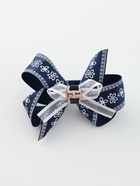 Бант для волос на резинке «Школьница», цветочный орнамент, 8 см, бело-синий - Фото 5