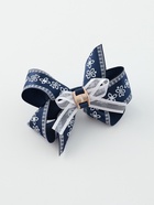 Бант для волос на резинке «Школьница», цветочный орнамент, 8 см, бело-синий - Фото 6