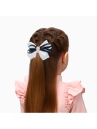 Бант для волос на резинке «Школьница», штрихи, 8 см, бело-синий - Фото 2