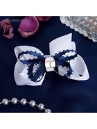 Бант для волос на резинке «Школьница», штрихи, 8 см, бело-синий - Фото 3