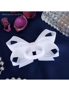 Бант для волос на резинке «Школьница», штрихи, 8 см, бело-синий - Фото 4