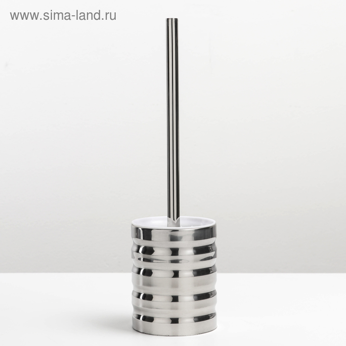 Ёршик для унитаза с подставкой, 9×9×36 см, цвет серебристый - Фото 1