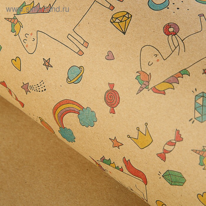 Бумага упаковочная крафт "Детский мир", 70 х 100 см - Фото 1