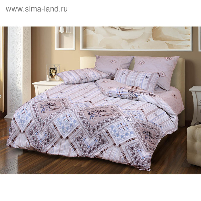 Постельное бельё Евро Фантазия 200х217см, 220х240см, 70х70см 2шт, перкаль 115г/м хл100% - Фото 1