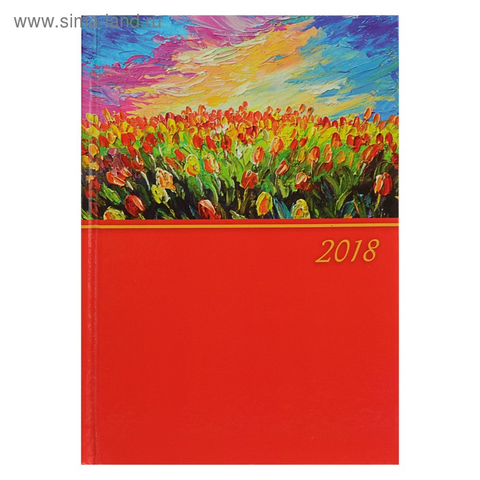 Ежедневник датированный 2018 год, А6+, 160 листов "Тюльпаны", твердая обложка, глянцевая ламинация - Фото 1