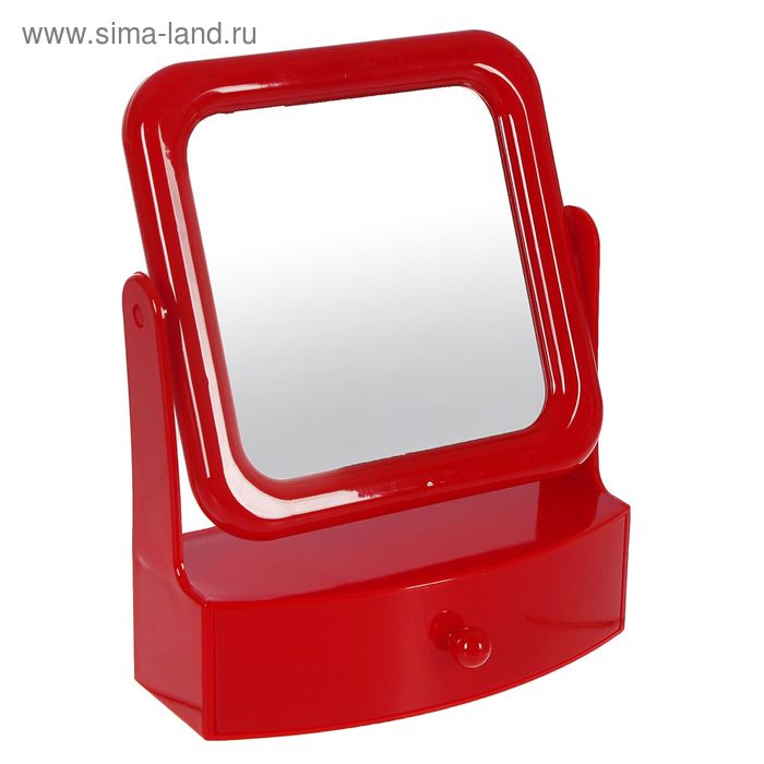 Зеркало настольное, прямоугольное, двустороннее, с увеличением, с выдвижным ящичком, цвета МИКС - Фото 1