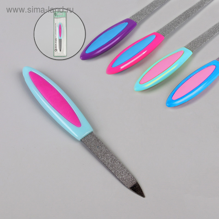 Пилка металлическая для ногтей, прорезиненная ручка, 12 см, цвет МИКС - Фото 1