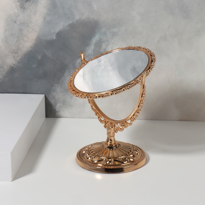 Зеркало настольное «Круг», двустороннее, с увеличением, d зеркальной поверхности 10 см, цвет бронзовый - фото 1900911495