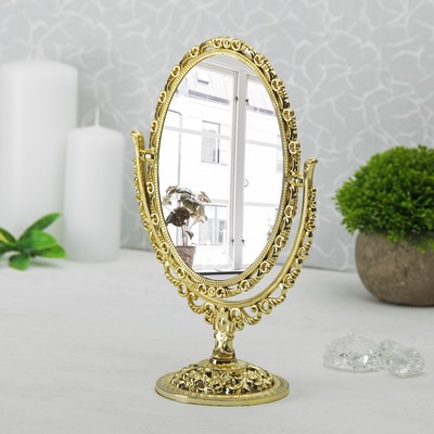 Зеркало настольное «Ажур», с увеличением, зеркальная поверхность — 11 × 15,5 см, цвет золотой