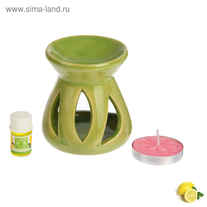 Набор 3 в 1 (свеча, аромалампа, аромамасло "Лимон") - Фото 1