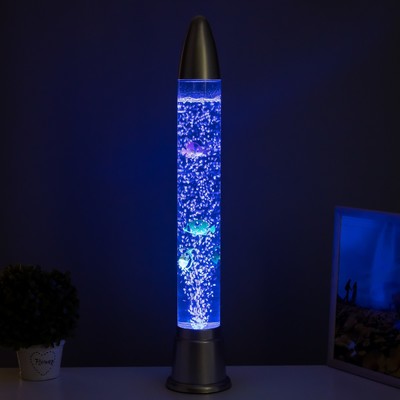 Лава - лампа RISALUX «Ракета-аквариум», подсветка, RGB, от сети 220 В, серебристая, 10×10×70 см